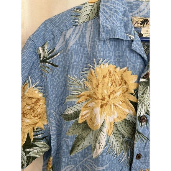 Joe Marlin XL Men's Hawaiian Camp Shirt Blue Short Sleeve Floral - Picture 2 of 5